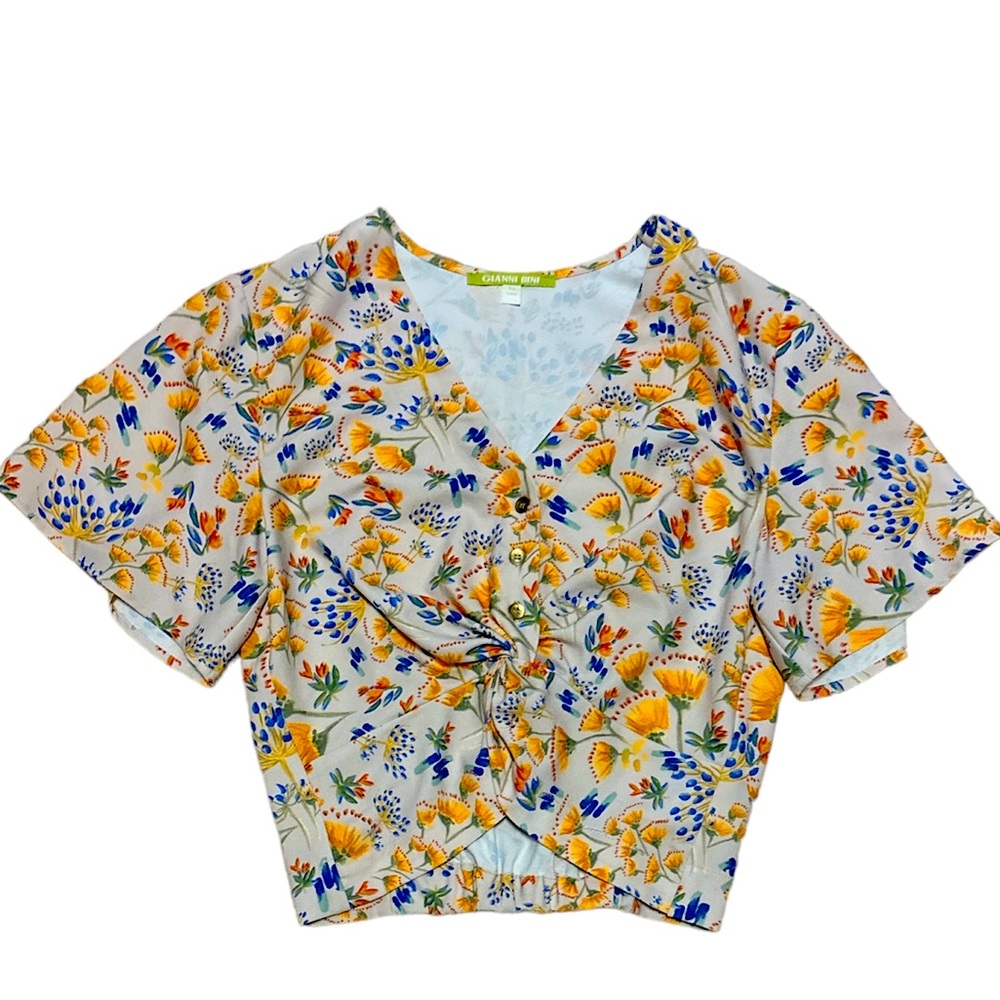Gianni Bini Floral Crop Blouse